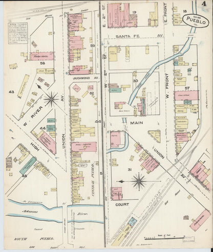 Sanborn Fire Insurance Map from Pueblo, Pueblo County, Colorado (1883), Sheet #0004 - Complete Map Set gallery image, historic Sanborn map, vintage wall art, Colorado Colorado