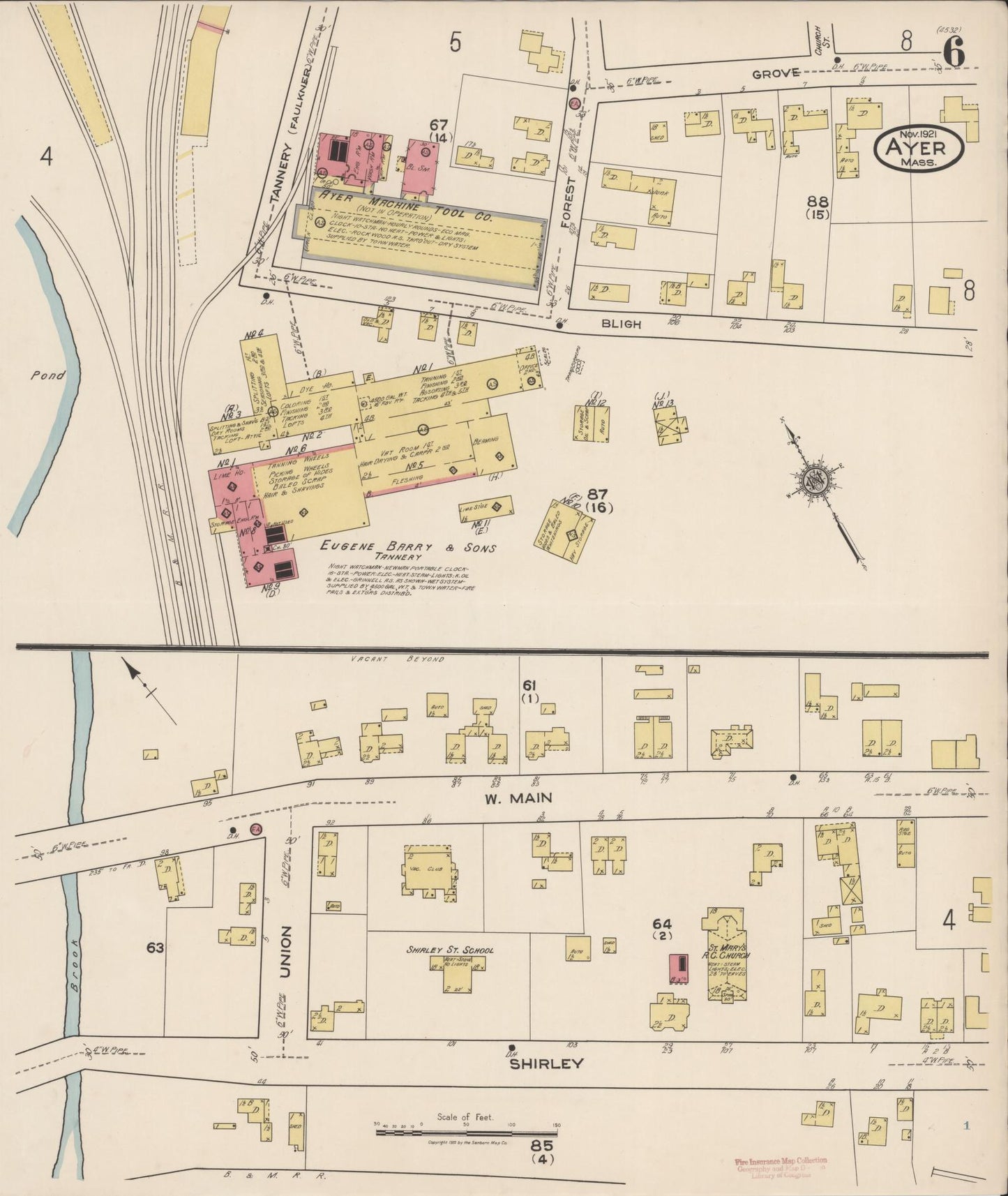 Sanborn Fire Insurance Map from Ayer, Middlesex County, Massachusetts (1921), Sheet #0006 - Complete Map Set gallery image, historic Sanborn map, vintage wall art, Massachusetts Massachusetts
