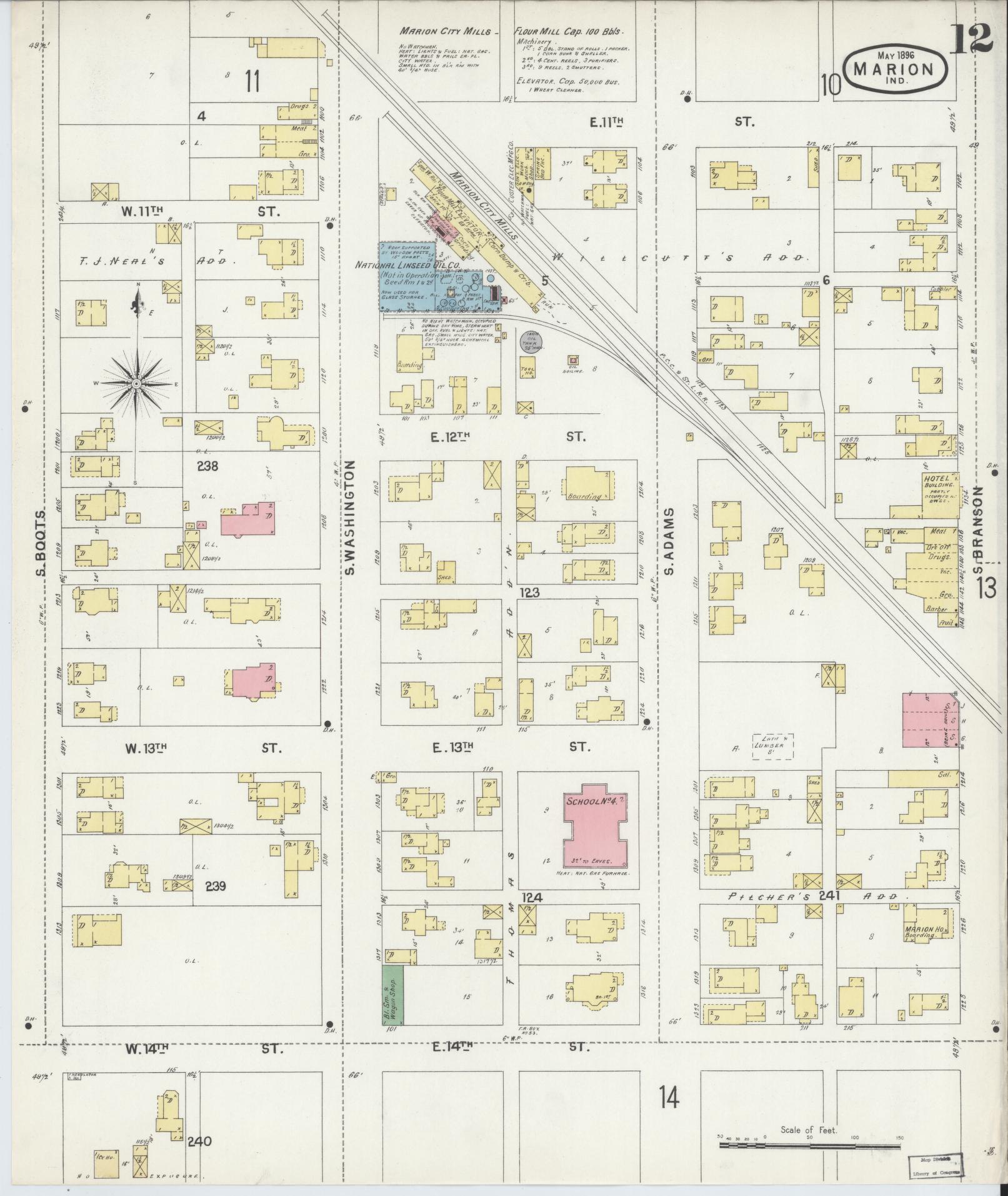 Sanborn Fire Insurance Map from Marion, Grant County, Indiana (1896), Sheet #0012 - Complete Map Set gallery image, historic Sanborn map, vintage wall art, Indiana Indiana