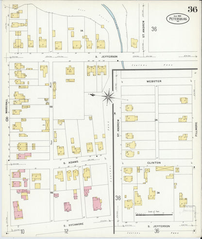 Sanborn Fire Insurance Map from Petersburg, Independent Cities, Virginia (1908), Sheet #0036 - Complete Map Set gallery image, historic Sanborn map, vintage wall art, Virginia Virginia