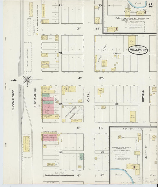 Sanborn Fire Insurance Map from Wills Point, Van Zandt County, Texas (1891), Sheet #0002 - Historic Sanborn Fire Insurance Map Print, vintage old map wall art, antique decor, genealogy gift, Texas Texas map
