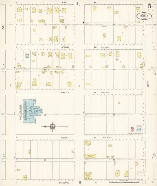 Sanborn Fire Insurance Map from Burley, Cassia County, Idaho (1915), Sheet #0005 - Historic Sanborn Fire Insurance Map Print, vintage old map wall art, antique decor, genealogy gift, Idaho Idaho map