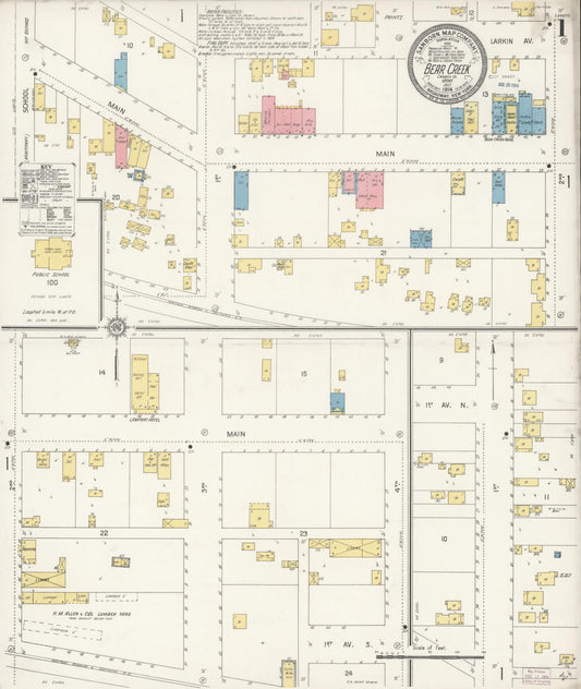 Sanborn Fire Insurance Map from Bear Creek, Carbon County, Montana (1914), Sheet #0001 - Historic Sanborn Fire Insurance Map Print, vintage old map wall art, antique decor, genealogy gift, Montana Montana map