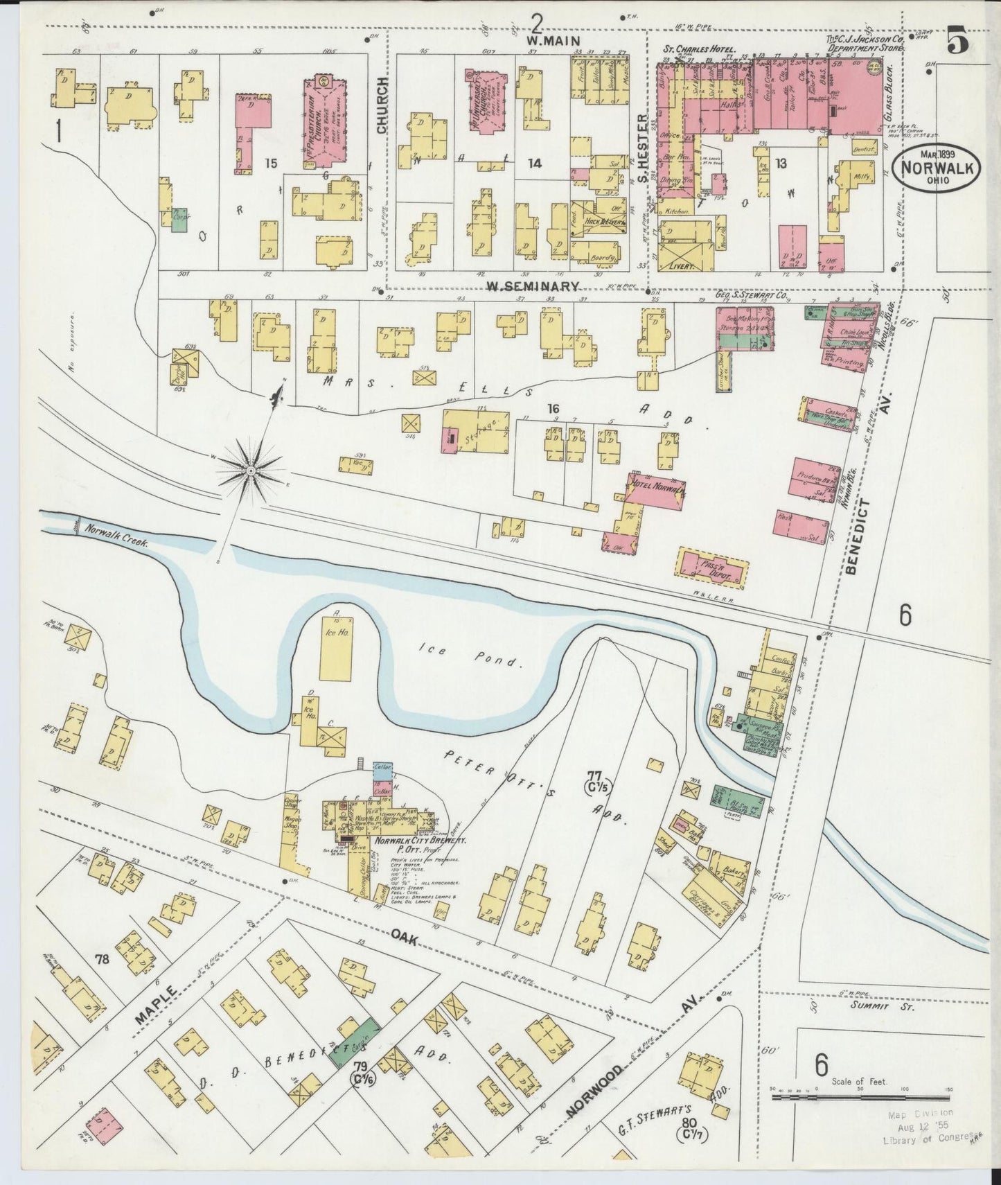 Sanborn Fire Insurance Map from Norwalk, Huron County, Ohio (1899), Sheet #0005 - Complete Map Set gallery image, historic Sanborn map, vintage wall art, Ohio Ohio