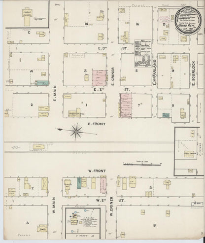 Sanborn Fire Insurance Map from Grandview, Johnson County, Texas (1888), Sheet #0001 - Historic Sanborn Fire Insurance Map Print, vintage old map wall art, antique decor, genealogy gift, Texas Texas map