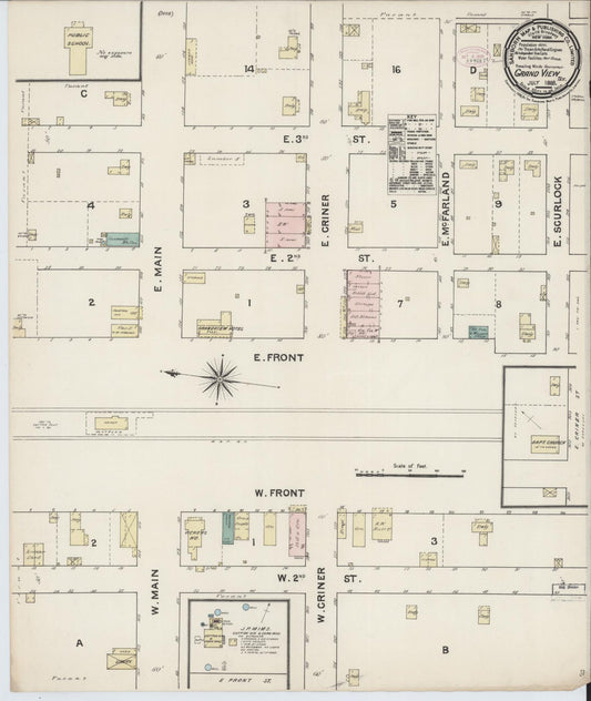 Sanborn Fire Insurance Map from Grandview, Johnson County, Texas (1888), Sheet #0001 - Historic Sanborn Fire Insurance Map Print, vintage old map wall art, antique decor, genealogy gift, Texas Texas map