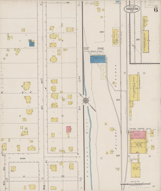 Sanborn Fire Insurance Map from Okanogan, Okanogan County, Washington (1922), Sheet #0006 - Historic Sanborn Fire Insurance Map Print, vintage old map wall art, antique decor, genealogy gift, Washington Washington map