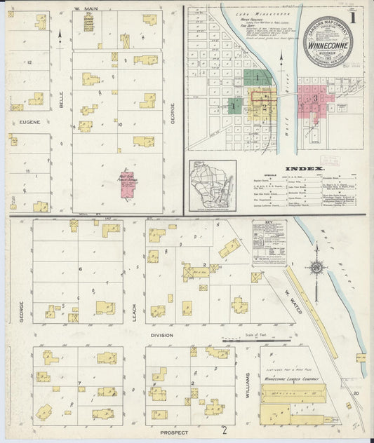 Sanborn Fire Insurance Map from Winneconne, Winnebago County, Wisconsin (1913), Sheet #0001 - Historic Sanborn Fire Insurance Map Print, vintage old map wall art, antique decor, genealogy gift, Wisconsin Wisconsin map