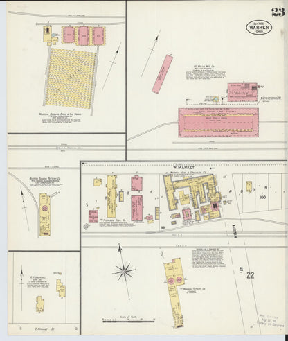 Sanborn Fire Insurance Map from Warren, Trumbull County, Ohio (1902), Sheet #0023 - Historic Sanborn Fire Insurance Map Print, vintage old map wall art, antique decor, genealogy gift, Ohio Ohio map