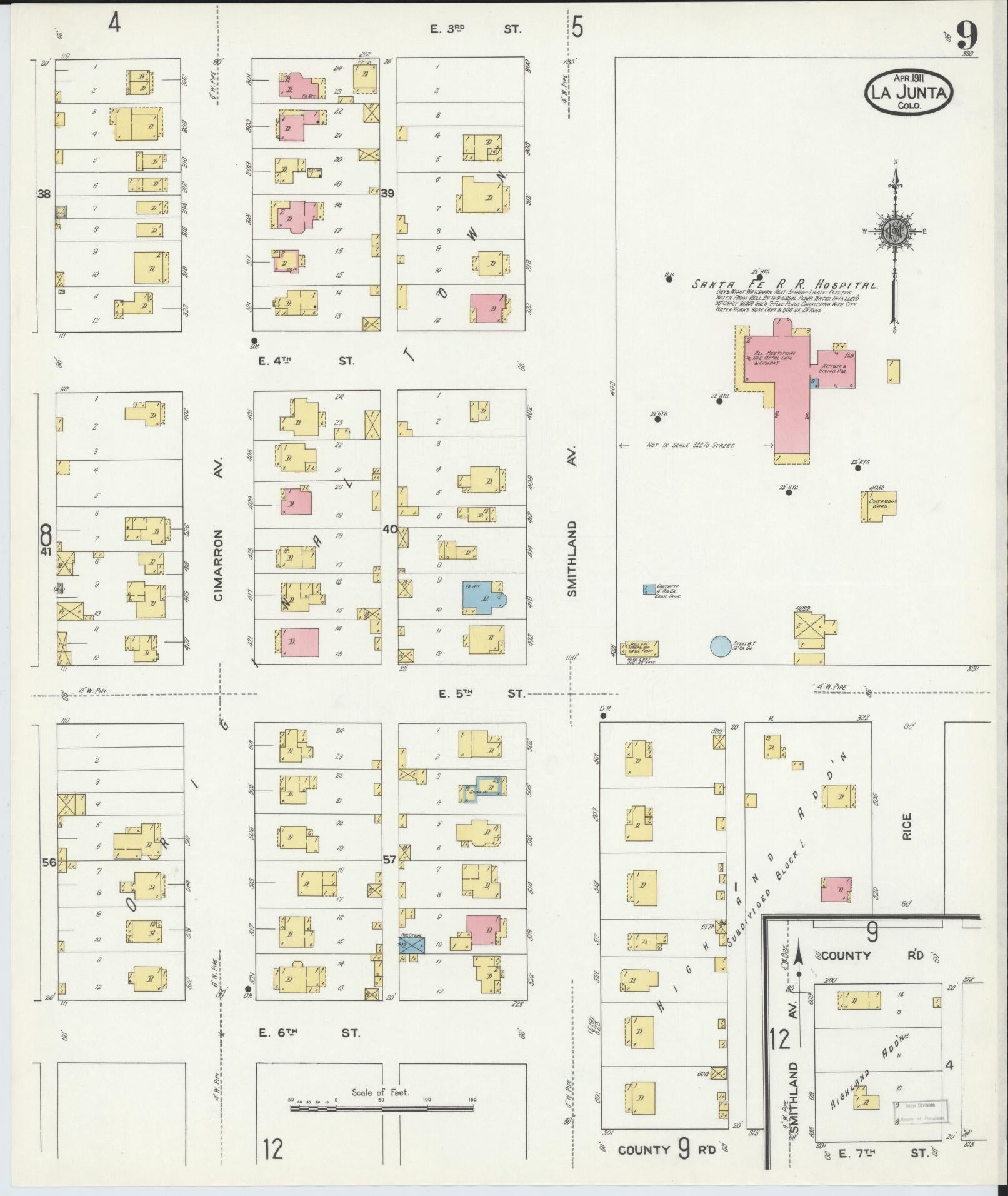 Sanborn Fire Insurance Map from La Junta, Otero County, Colorado (1911), Sheet #0009 - Historic Sanborn Fire Insurance Map Print, vintage old map wall art, antique decor, genealogy gift, Colorado Colorado map