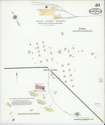 Sanborn Fire Insurance Map from Charlottesville, Independent Cities, Virginia (1920), Sheet #0040 - Historic Sanborn Fire Insurance Map Print, vintage old map wall art, antique decor, genealogy gift, Virginia Virginia map