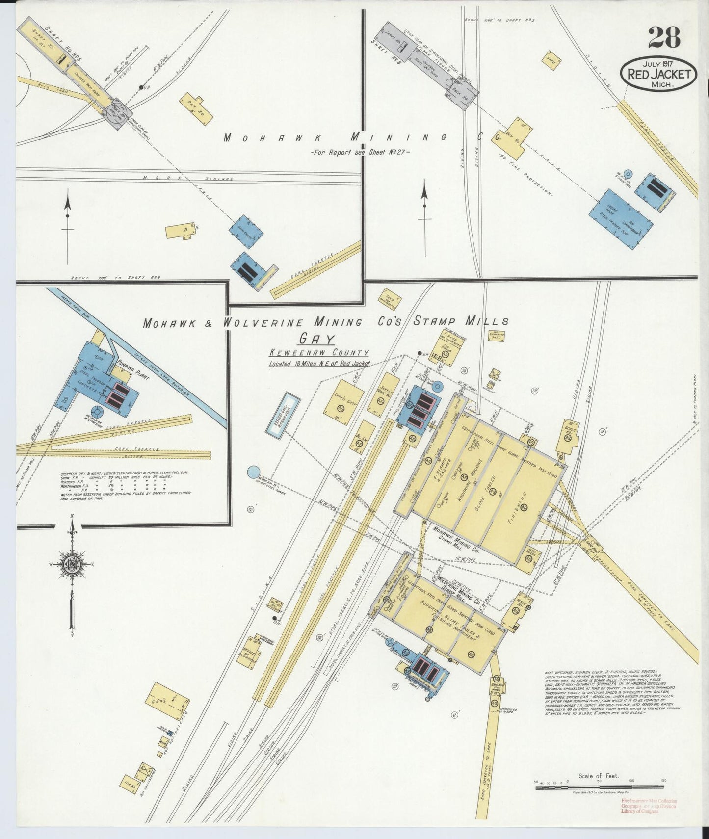 Sanborn Fire Insurance Map from Red Jacket, Houghton County, Michigan (1917), Sheet #0028 - Complete Map Set gallery image, historic Sanborn map, vintage wall art, Michigan Michigan