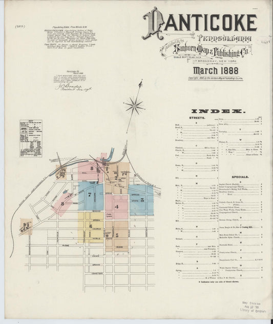Sanborn Fire Insurance Map from Nanticoke, Luzerne County, Pennsylvania (1888), Sheet #0001 - Complete Map Set gallery image, historic Sanborn map, vintage wall art, Pennsylvania Pennsylvania
