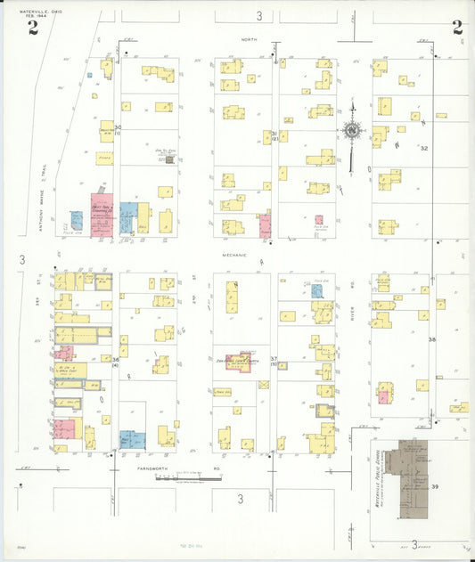 Sanborn Fire Insurance Map from Waterville, Lucas County, Ohio (1944), Sheet #0002 - Historic Sanborn Fire Insurance Map Print, vintage old map wall art, antique decor, genealogy gift, Ohio Ohio map