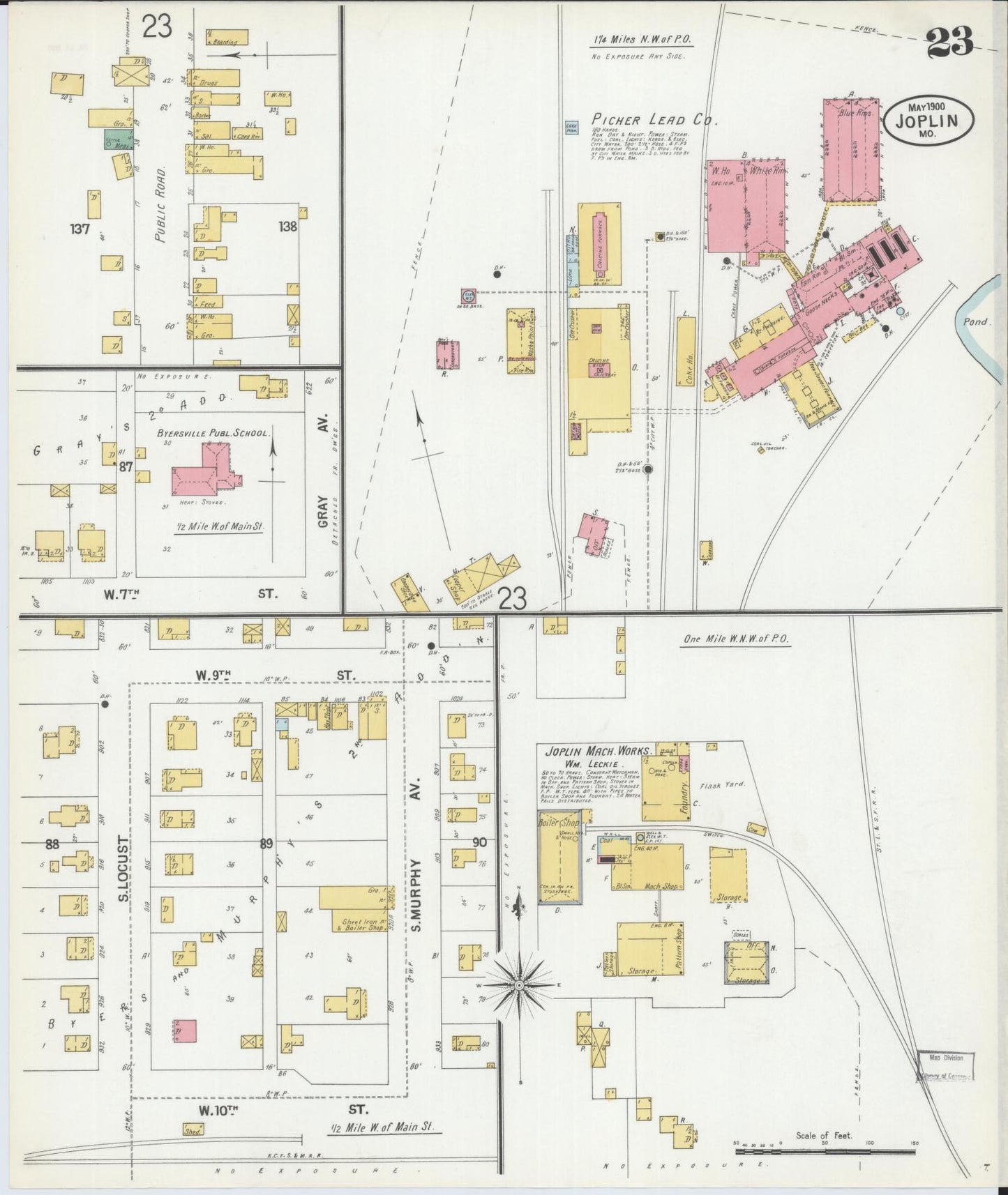 Sanborn Fire Insurance Map from Joplin, Jasper County, Missouri (1900), Sheet #0023 - Complete Map Set gallery image, historic Sanborn map, vintage wall art, Missouri Missouri
