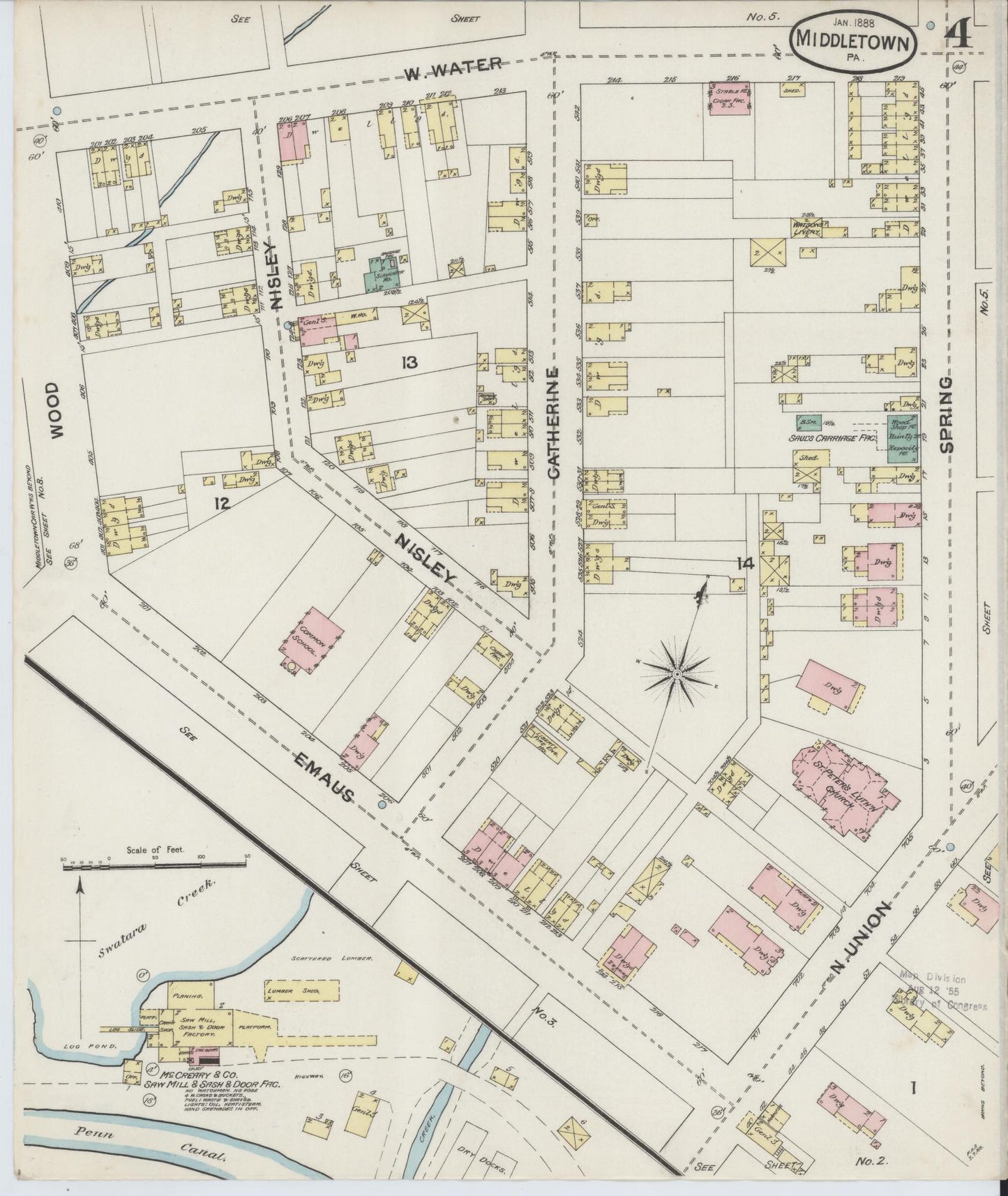 Sanborn Fire Insurance Map from Middletown, Dauphin County, Pennsylvania (1888), Sheet #0004 - Complete Map Set gallery image, historic Sanborn map, vintage wall art, Pennsylvania Pennsylvania