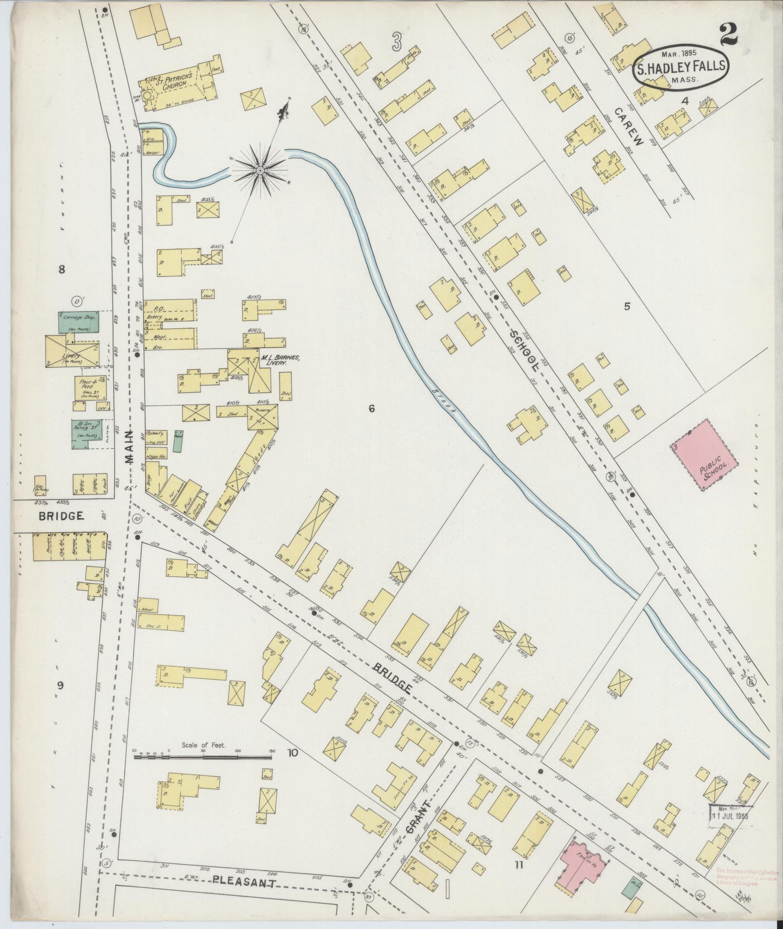 Sanborn Fire Insurance Map from South Hadley Falls, Hampshire County, Massachusetts (1895), Sheet #0002 - Complete Map Set gallery image, historic Sanborn map, vintage wall art, Massachusetts Massachusetts