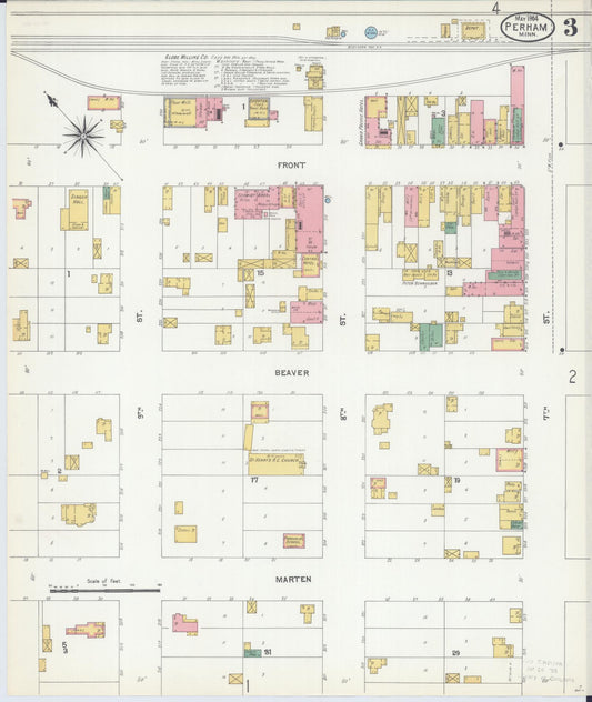 Sanborn Fire Insurance Map from Perham, Otter Tail County, Minnesota (1904), Sheet #0003 - Historic Sanborn Fire Insurance Map Print, vintage old map wall art, antique decor, genealogy gift, Minnesota Minnesota map