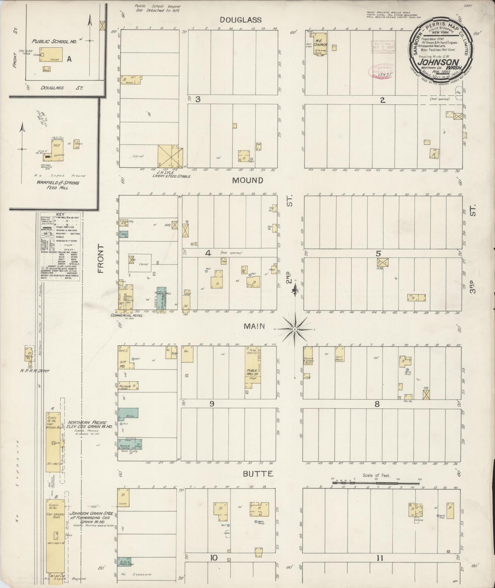 Sanborn Fire Insurance Map from Johnson, Whitman County, Washington (1893), Sheet #0001 - Historic Sanborn Fire Insurance Map Print, vintage old map wall art, antique decor, genealogy gift, Washington Washington map