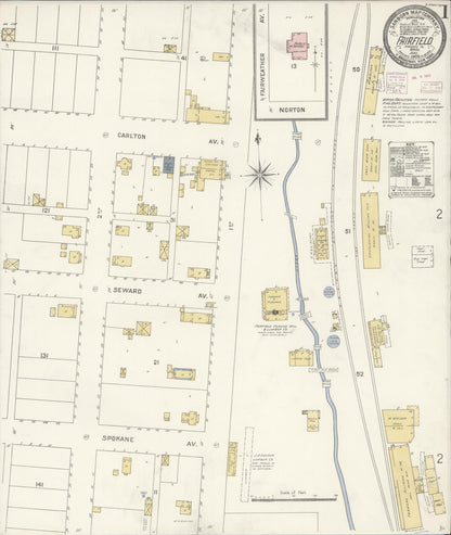 Sanborn Fire Insurance Map from Fairfield, Spokane County, Washington (1908), Sheet #0001 - Complete Map Set gallery image, historic Sanborn map, vintage wall art, Washington Washington