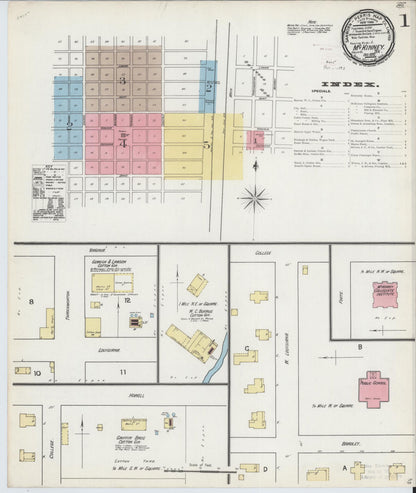 Sanborn Fire Insurance Map from McKinney, Collin County, Texas (1892), Sheet #0001 - Complete Map Set gallery image, historic Sanborn map, vintage wall art, Texas Texas