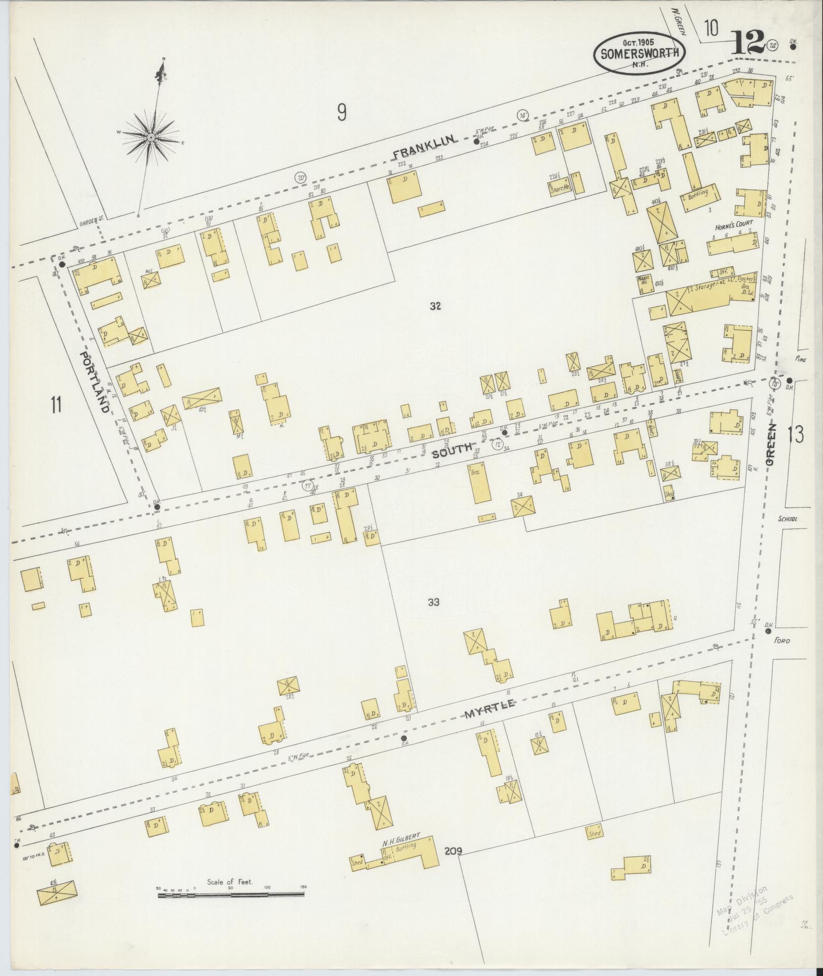 Sanborn Fire Insurance Map from Somersworth, Strafford County, New Hampshire (1905), Sheet #0012 - Complete Map Set gallery image, historic Sanborn map, vintage wall art, Maine Maine