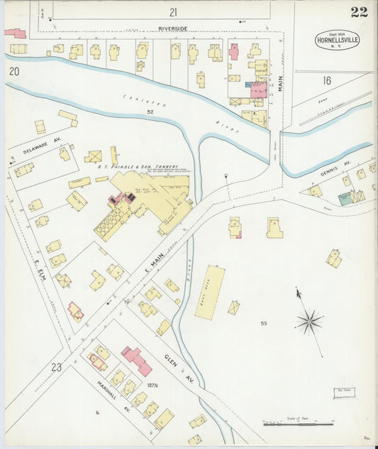 Sanborn Fire Insurance Map from Hornell, Steuben County, New York (1904), Sheet #0022 - Historic Sanborn Fire Insurance Map Print, vintage old map wall art, antique decor, genealogy gift, New York New York map
