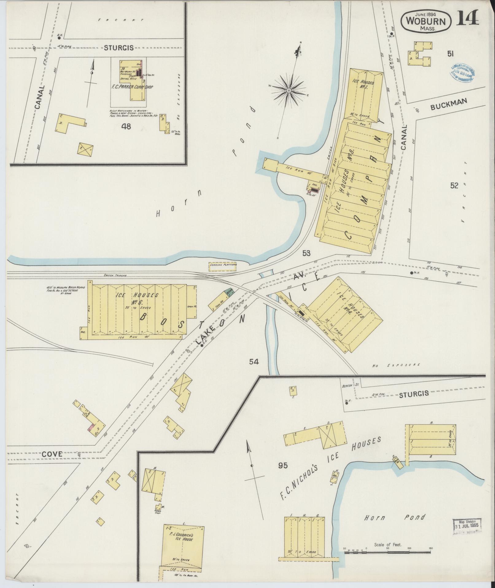 Sanborn Fire Insurance Map from Woburn, Middlesex County, Massachusetts (1894), Sheet #0014 - Complete Map Set gallery image, historic Sanborn map, vintage wall art, Massachusetts Massachusetts