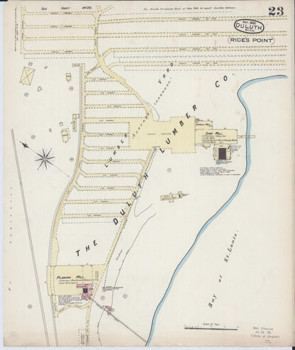 Sanborn Fire Insurance Map from Duluth, Saint Louis County, Minnesota (1885), Sheet #0023 - Historic Sanborn Fire Insurance Map Print, vintage old map wall art, antique decor, genealogy gift, Minnesota Minnesota map