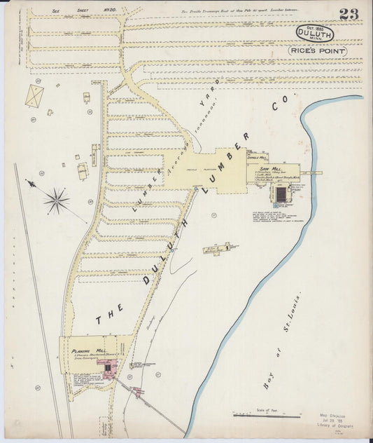 Sanborn Fire Insurance Map from Duluth, Saint Louis County, Minnesota (1885), Sheet #0023 - Historic Sanborn Fire Insurance Map Print, vintage old map wall art, antique decor, genealogy gift, Minnesota Minnesota map