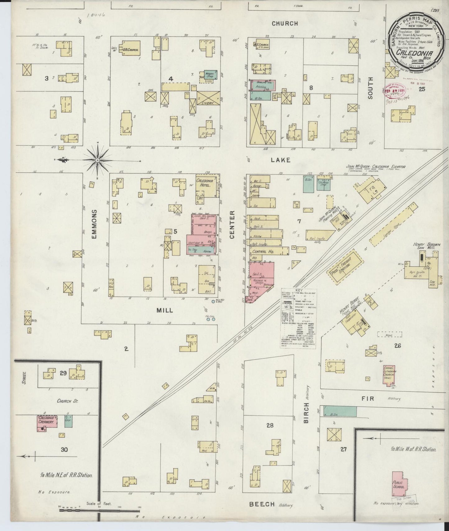 Sanborn Fire Insurance Map from Caledonia, Kent County, Michigan (1896), Sheet #0001 - Historic Sanborn Fire Insurance Map Print, vintage old map wall art, antique decor, genealogy gift, Michigan Michigan map