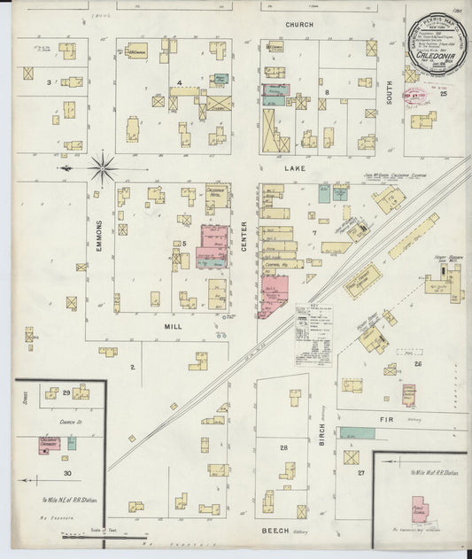 Sanborn Fire Insurance Map from Caledonia, Kent County, Michigan (1896), Sheet #0001 - Historic Sanborn Fire Insurance Map Print, vintage old map wall art, antique decor, genealogy gift, Michigan Michigan map