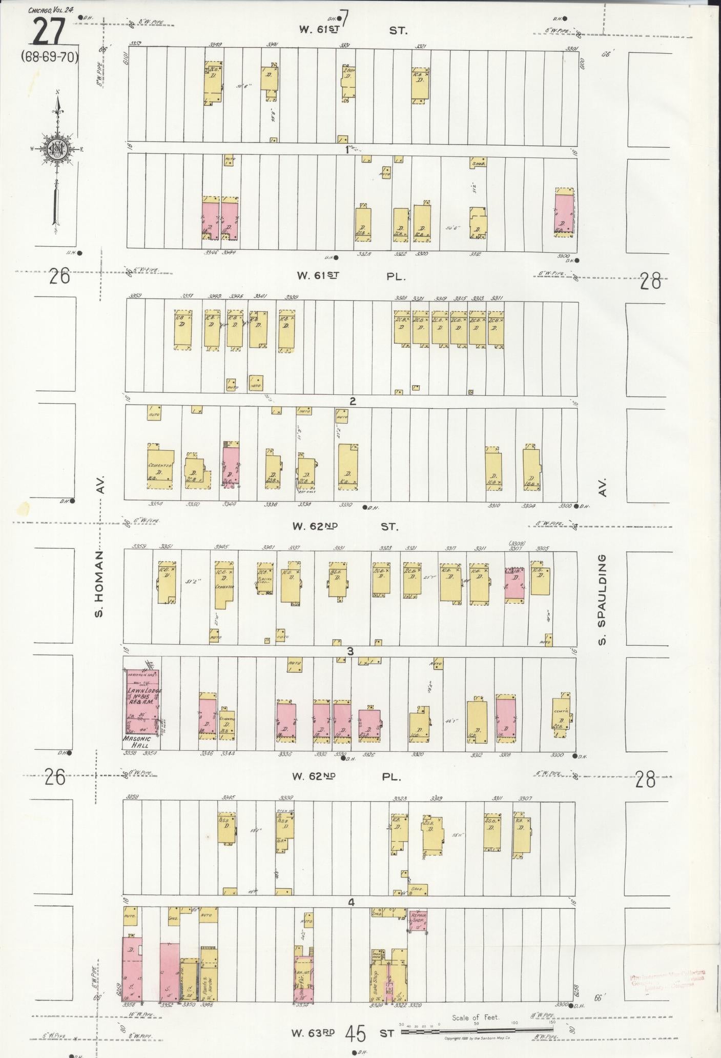 Sanborn Fire Insurance Map from Chicago, Cook County, Illinois. (1920), Sheet 27 – Historic Sanborn Fire Insurance Map Print