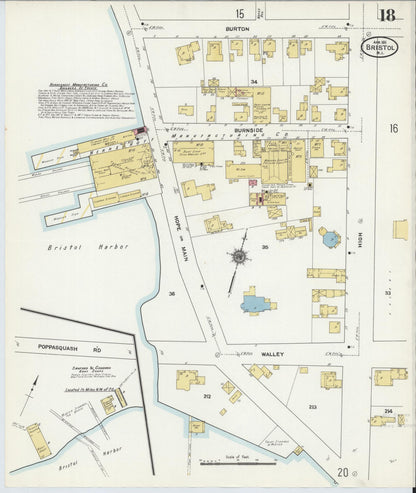Sanborn Fire Insurance Map from Bristol, Bristol County, Rhode Island (1911), Sheet #0018 - Complete Map Set gallery image, historic Sanborn map, vintage wall art, Rhode Island Rhode Island