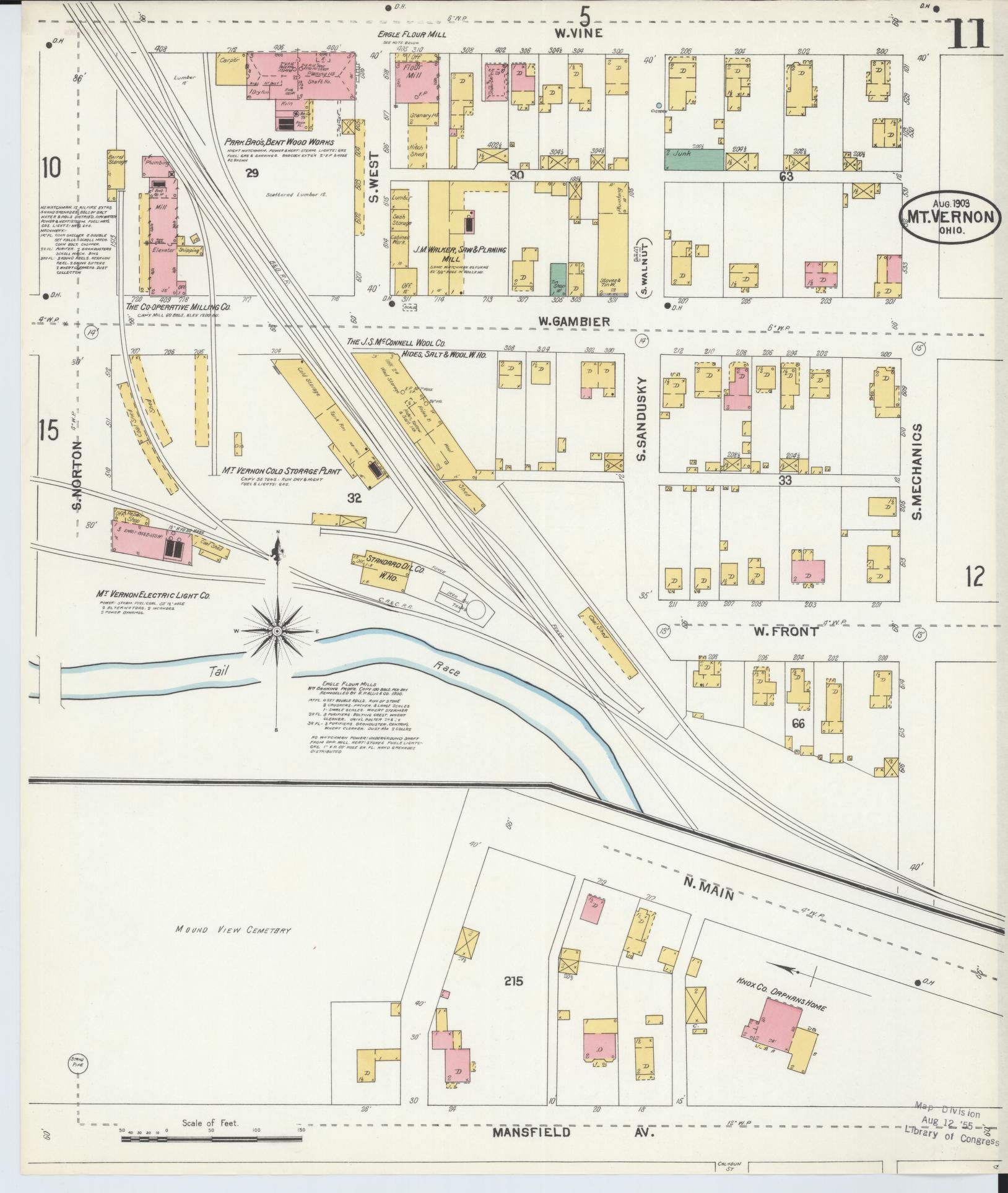 Sanborn Fire Insurance Map from Mount Vernon, Knox County, Ohio (1903), Sheet #0011 - Historic Sanborn Fire Insurance Map Print, vintage old map wall art, antique decor, genealogy gift, Ohio Ohio map