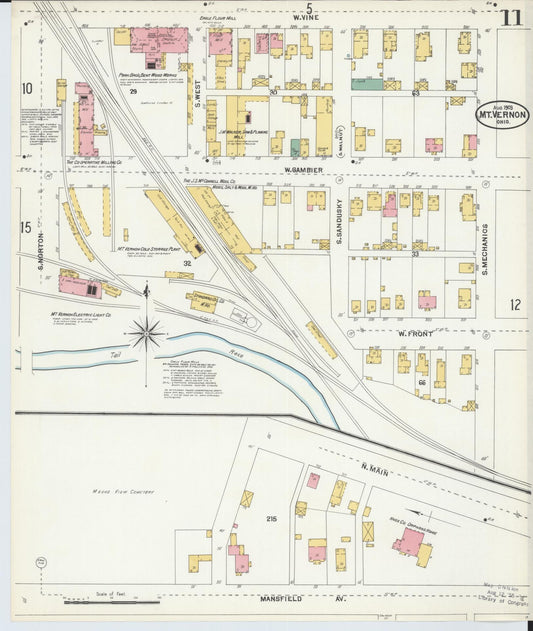 Sanborn Fire Insurance Map from Mount Vernon, Knox County, Ohio (1903), Sheet #0011 - Historic Sanborn Fire Insurance Map Print, vintage old map wall art, antique decor, genealogy gift, Ohio Ohio map
