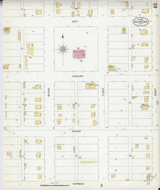 Sanborn Fire Insurance Map from Holdrege, Phelps County, Nebraska (1899), Sheet #0002 - Historic Sanborn Fire Insurance Map Print, vintage old map wall art, antique decor, genealogy gift, Nebraska Nebraska map