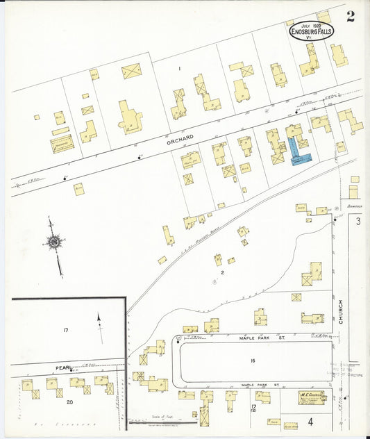 Sanborn Fire Insurance Map from Enosburg Falls, Franklin County, Vermont (1920), Sheet #0002 - Historic Sanborn Fire Insurance Map Print, vintage old map wall art, antique decor, genealogy gift, Vermont Vermont map