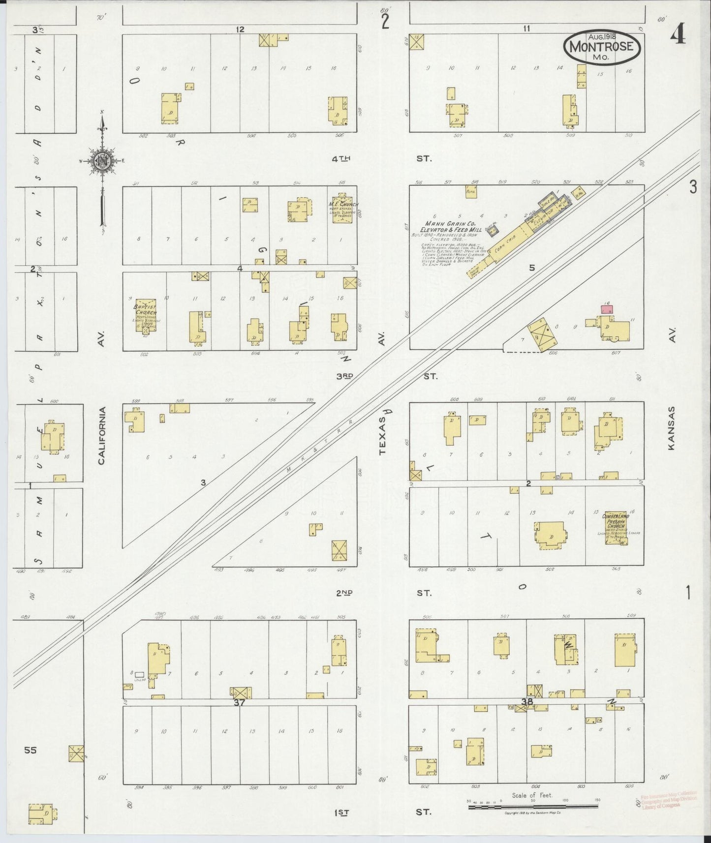 Sanborn Fire Insurance Map from Montrose, Henry County, Missouri (1918), Sheet #0004 - Complete Map Set gallery image, historic Sanborn map, vintage wall art, Missouri Missouri