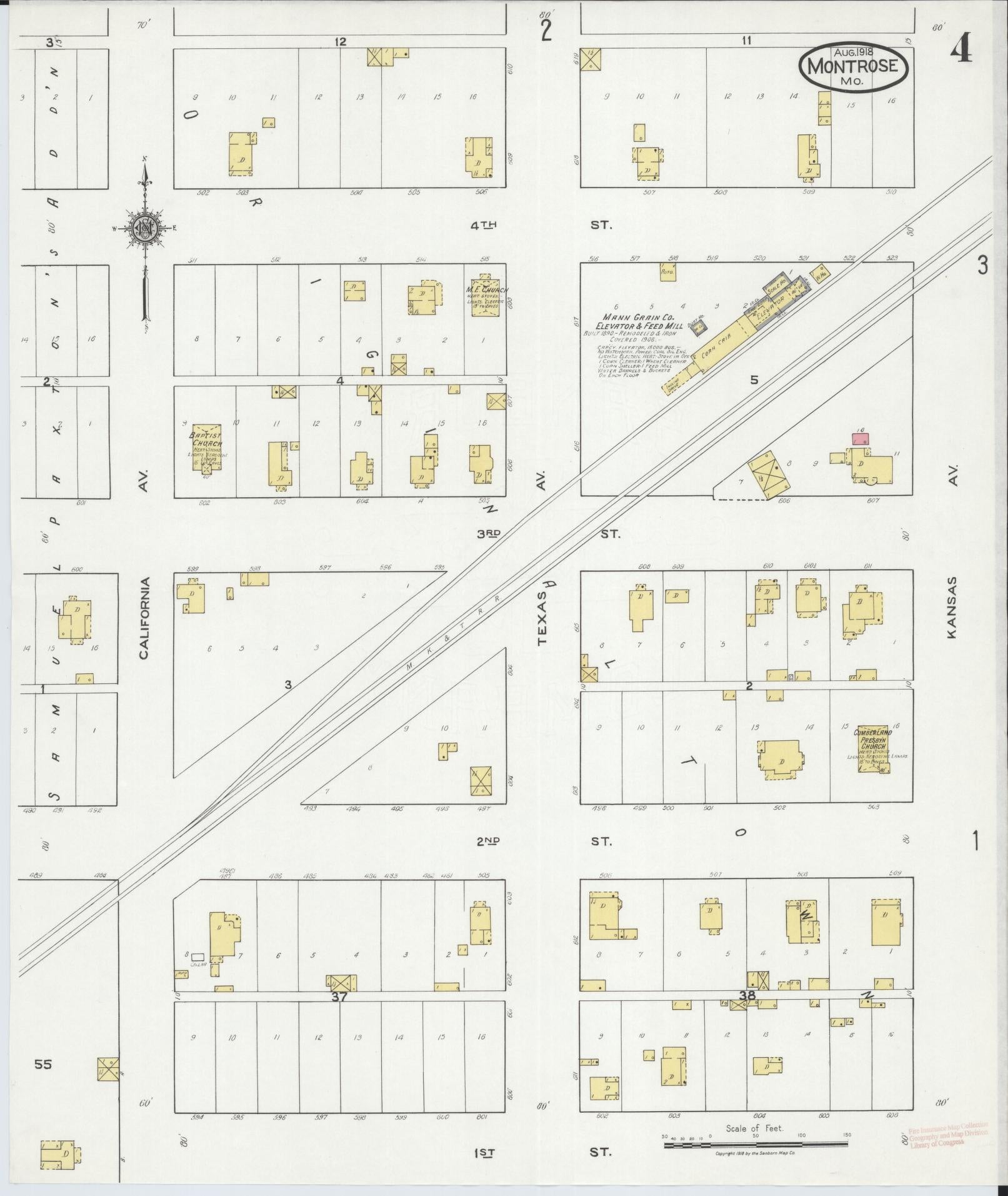 Sanborn Fire Insurance Map from Montrose, Henry County, Missouri (1918), Sheet #0004 - Complete Map Set gallery image, historic Sanborn map, vintage wall art, Missouri Missouri