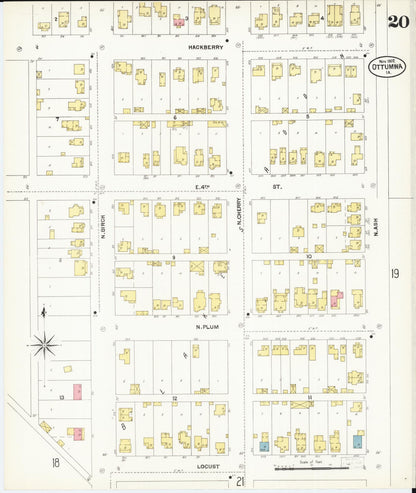 Sanborn Fire Insurance Map from Ottumwa, Wapello County, Iowa (1902), Sheet #0020 - Historic Sanborn Fire Insurance Map Print, vintage old map wall art