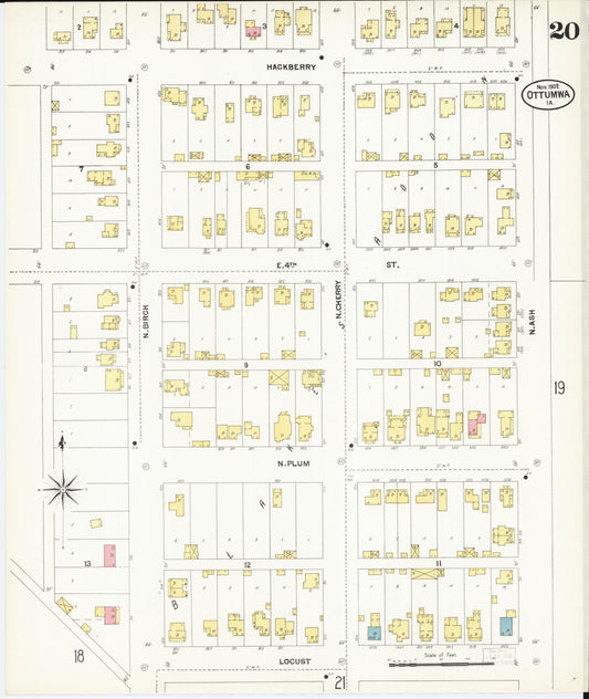 Sanborn Fire Insurance Map from Ottumwa, Wapello County, Iowa (1902), Sheet #0020 - Historic Sanborn Fire Insurance Map Print, vintage old map wall art