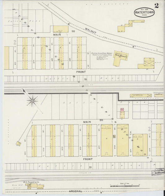 Sanborn Fire Insurance Map from Watertown, Middlesex County, Massachusetts (1894), Sheet #0002 - Historic Sanborn Fire Insurance Map Print, vintage old map wall art, antique decor, genealogy gift, Massachusetts Massachusetts map