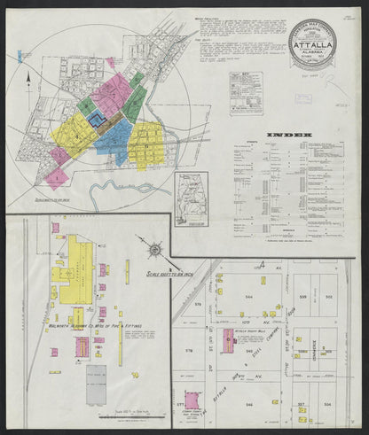 Sanborn Fire Insurance Map from Attalla, Etowah County, Alabama (1925), Sheet #0001 - Complete Map Set gallery image, historic Sanborn map, vintage wall art, Alabama Alabama