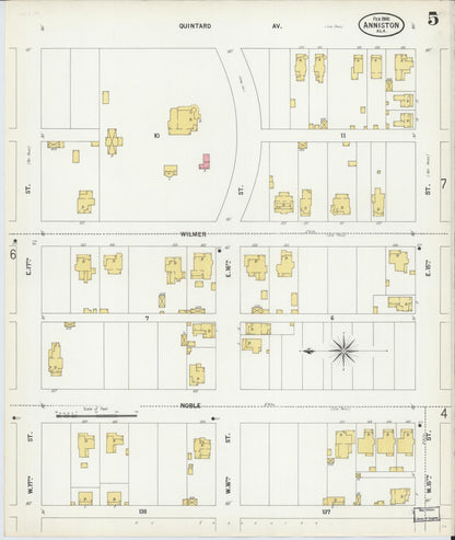 Sanborn Fire Insurance Map from Anniston, Calhoun County, Alabama (1900), Sheet #0005 - Complete Map Set gallery image, historic Sanborn map, vintage wall art, Alabama Alabama