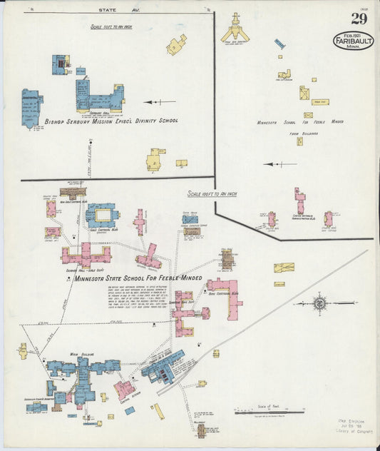 Sanborn Fire Insurance Map from Faribault, Rice County, Minnesota (1921), Sheet #0029 - Historic Sanborn Fire Insurance Map Print, vintage old map wall art, antique decor, genealogy gift, Minnesota Minnesota map