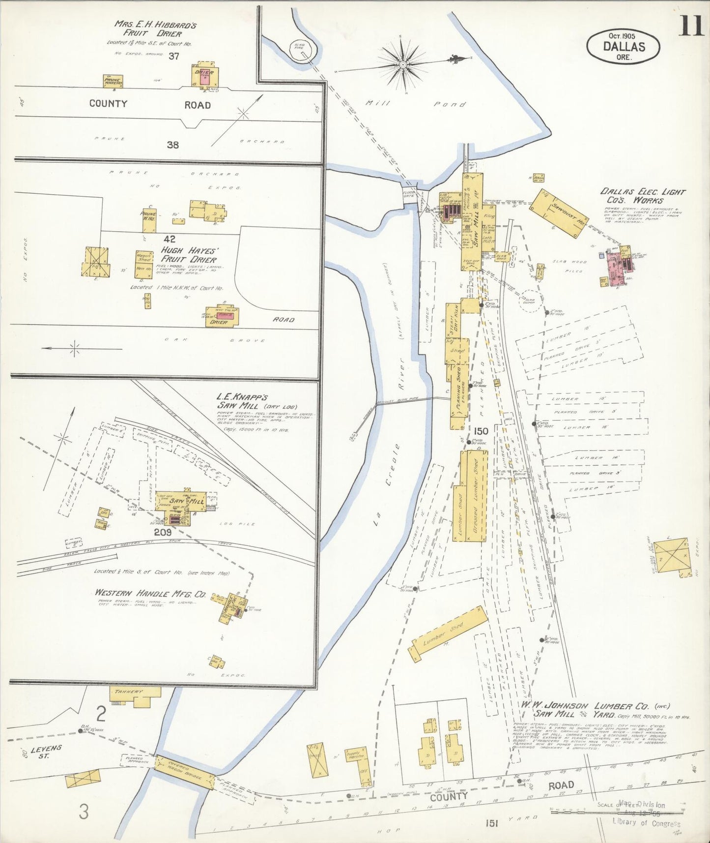 Sanborn Fire Insurance Map from Dallas, Polk County, Oregon (1905), Sheet #0011 - Complete Map Set gallery image, historic Sanborn map, vintage wall art, Oregon Oregon