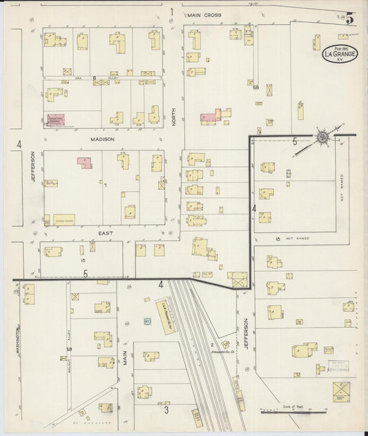 Sanborn Fire Insurance Map from La Grange, Oldham County, Kentucky (1915), Sheet #0005 - Historic Sanborn Fire Insurance Map Print, vintage old map wall art, antique decor, genealogy gift, Kentucky Kentucky map