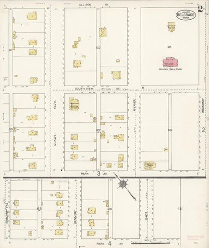 Sanborn Fire Insurance Map from Belgrade, Gallatin County, Montana (1912), Sheet #0002 - Complete Map Set gallery image, historic Sanborn map, vintage wall art, Montana Montana