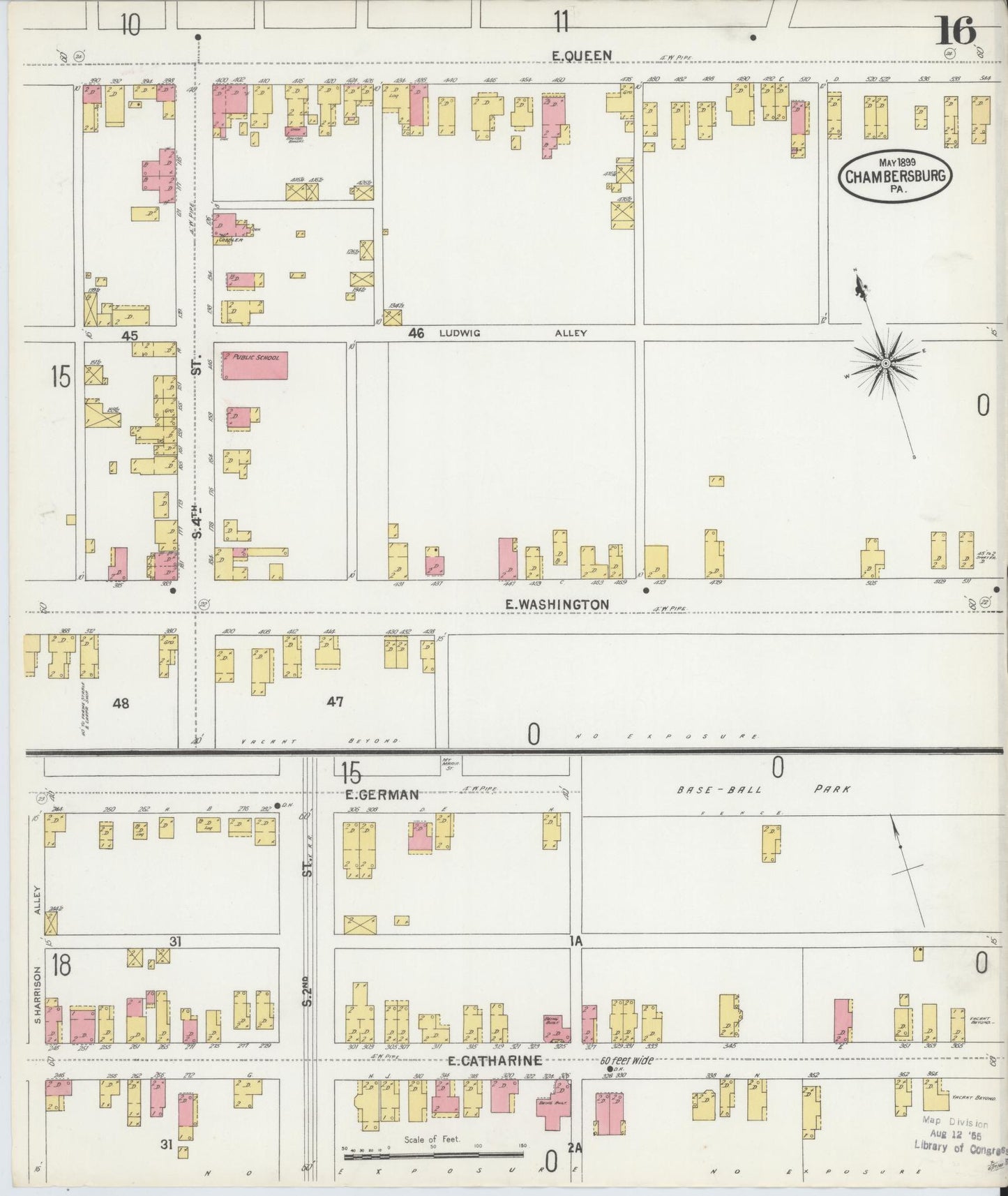 Sanborn Fire Insurance Map from Chambersburg, Franklin County, Pennsylvania (1899), Sheet #0016 - Historic Sanborn Fire Insurance Map Print, vintage old map wall art, antique decor, genealogy gift, Pennsylvania Pennsylvania map
